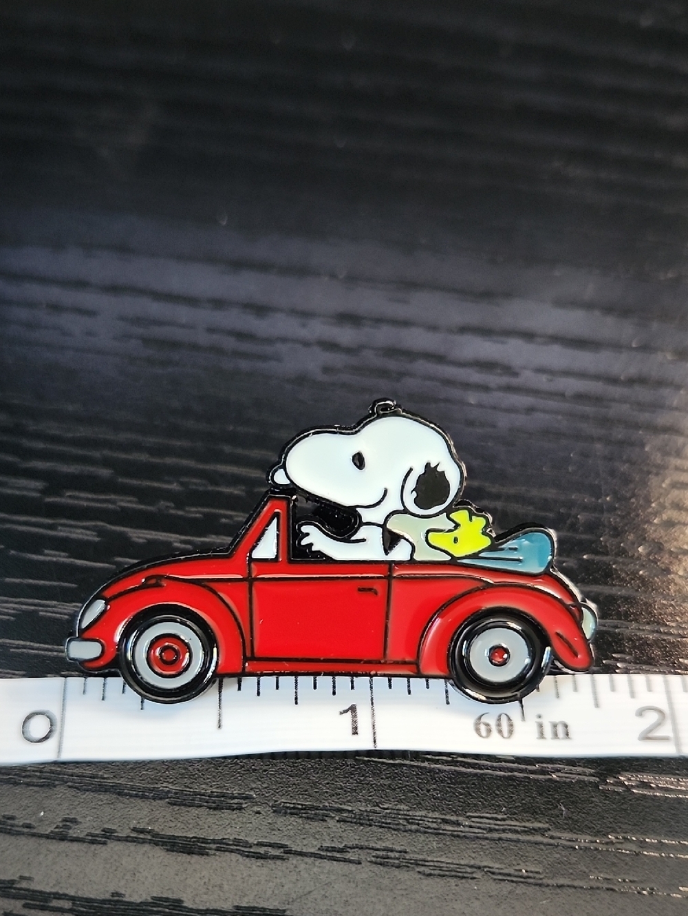 Peanuts Snoopy and Woodstock in a Red Convertible Car Enamel Pin - Picture 3 of 4